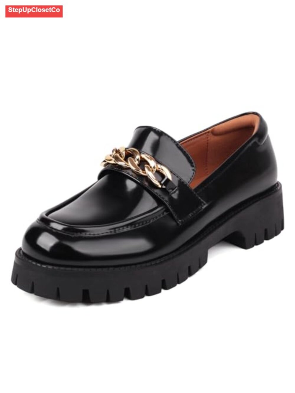 Chunky Platform Loafers for Women Penny Work Shoes with Chain or Tassel PU